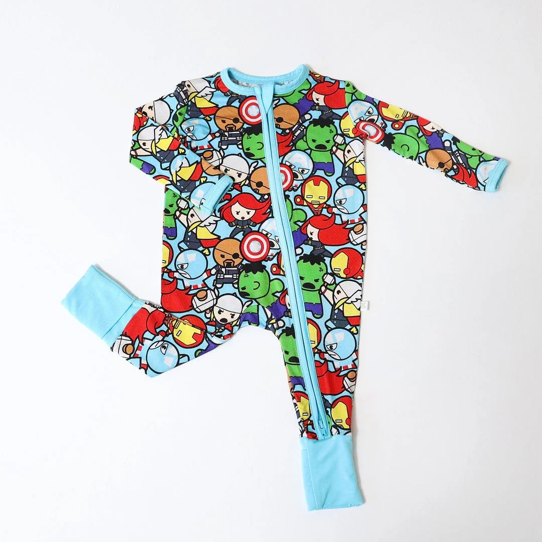 Little Snuggles Bamboo Zippy Pajamas Baby Marvel Captain America Iron Man Hulk