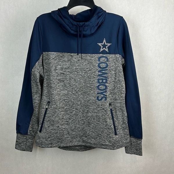 NFL Team Apparel Dallas Cowboys Pullover Hoodie Womens Sz Large Gray Blue Lightw