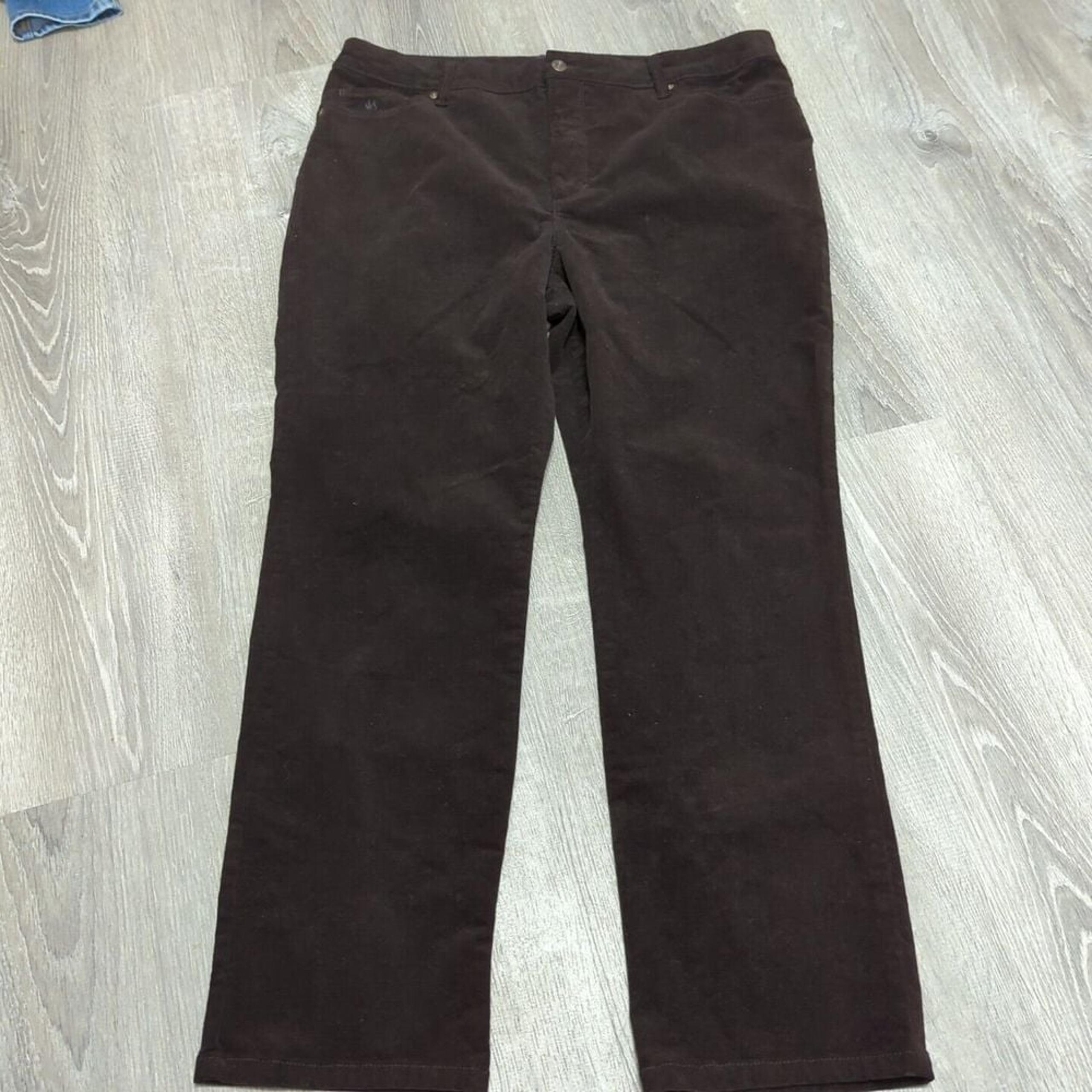 Gloria Vanderbilt Women's Size 18 Short Brown Straight Leg Corduroy Pants Lp37