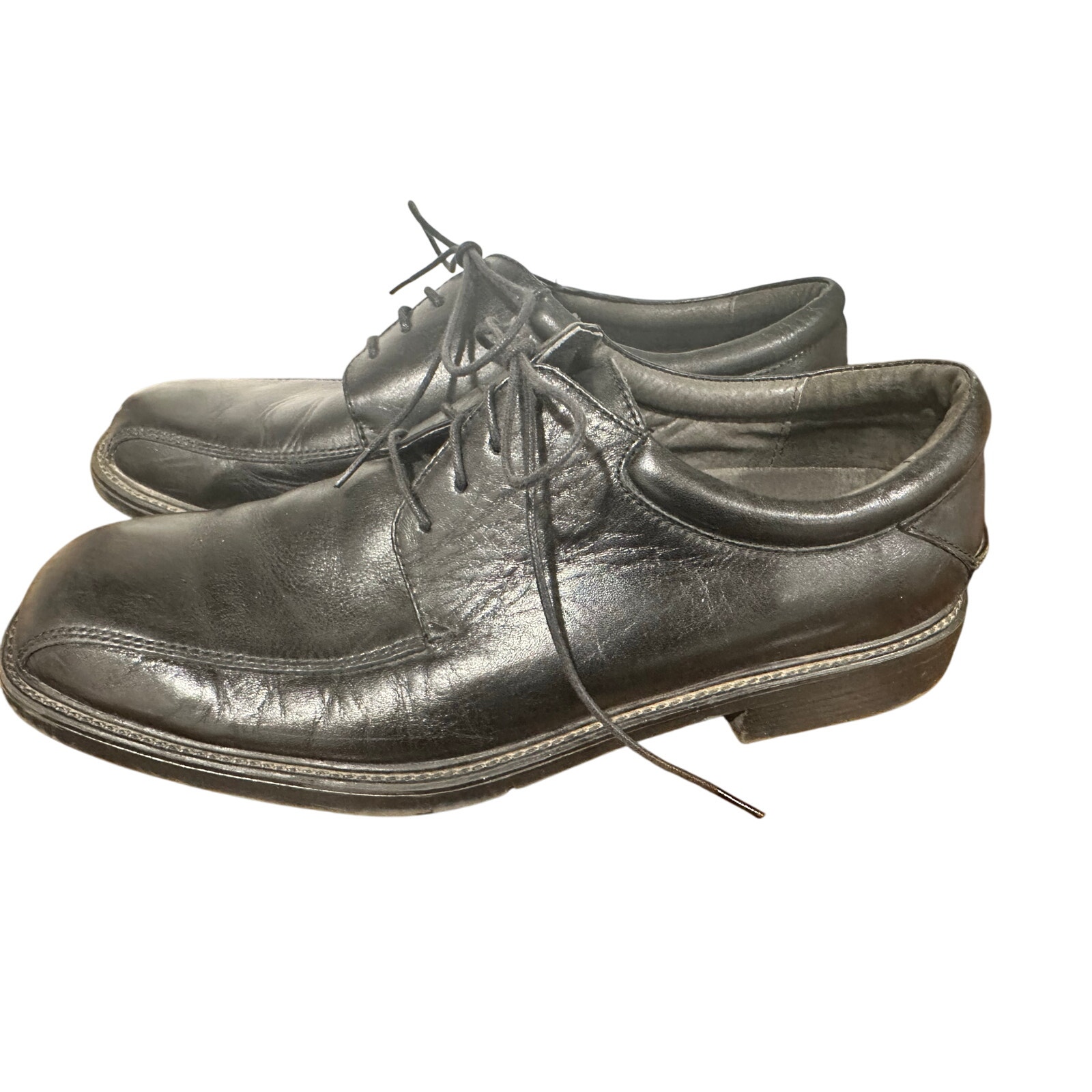Nunn Bush Black Leather 101/2 W wide men Lace up Dress shoe