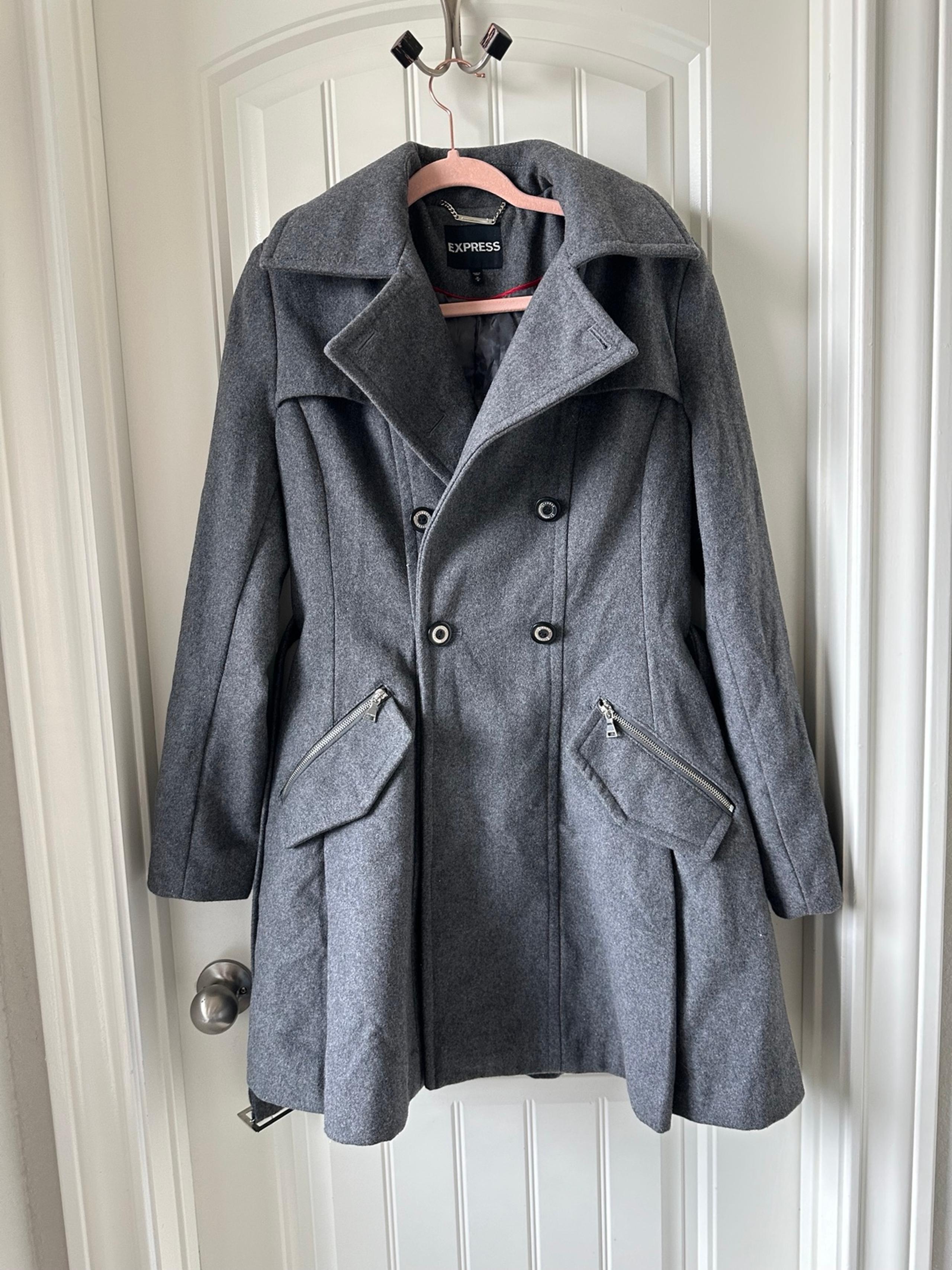 Express Women Grey Wool Peacoat