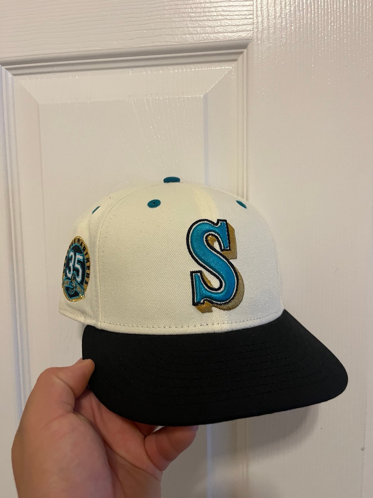 Seattle Mariners Hat Club Tropics Ivory Black 2-Tone Teal UV 35th Anniversary