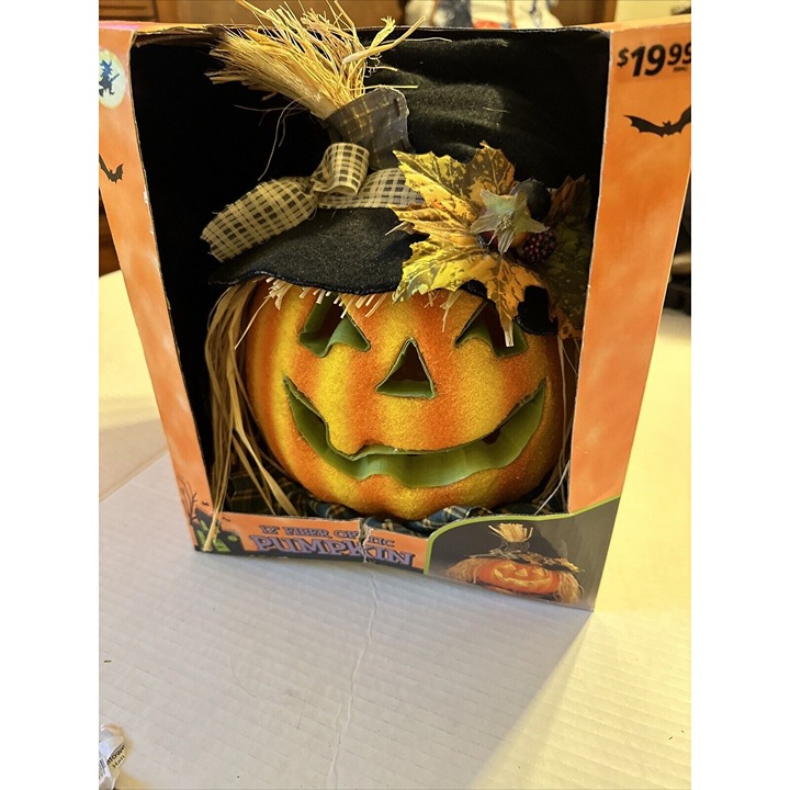 Gemmy Halloween 10 Fiber Optic Jack O Lantern Pumpkin Scarecrow Fall 2005