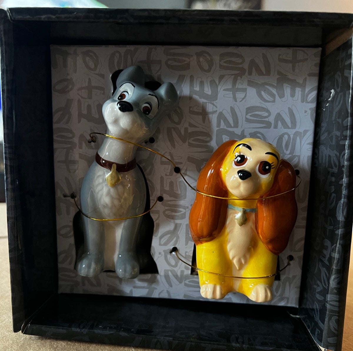 Disney Lady and the Tramp salt and pepper shakers ceramic