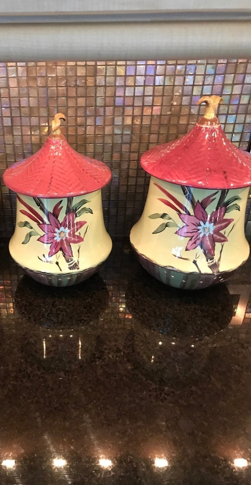 Tracy Porter Cannister Set Lotus Collection 2 pieces