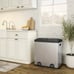 ☆16 Gallon 2 Compartment Kitchen Trash Can & Recycling Bin, Silver