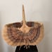 Large Wicker Buttocks Gods Eye Farmhouse Egg Gathering Basket Bent wood handle