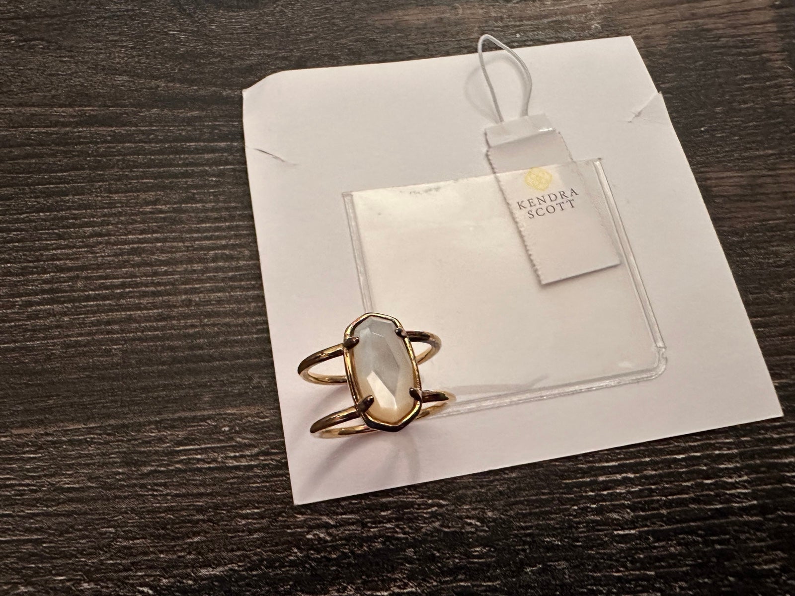 Kendra Scott Elyse Double Band Ring in 18K Gold Vermeil w/Ivory Mother of Pearl