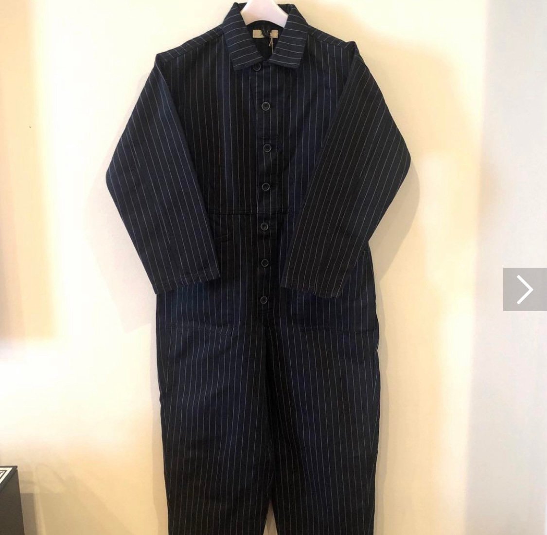 Japanese Workwear Ichi Antiquites Black Striped Workwear Coveralls Jumpsuit