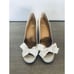 Vintage Stuart Weitzman Cream White Bow Heels 7