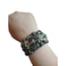 Vintage Chunky Silver Metallic Flower Hinged Cuff Bracelet Art Deco
