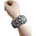 Vintage Chunky Silver Metallic Flower Hinged Cuff Bracelet Art Deco