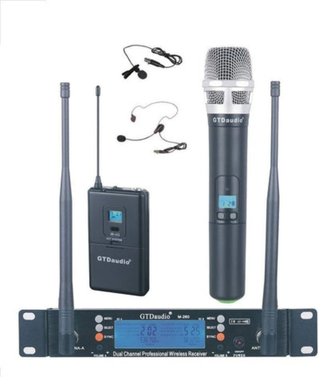 GTD Audio 2x100 Adjustable Channel UHF Wireless Handheld Lapel Microphone