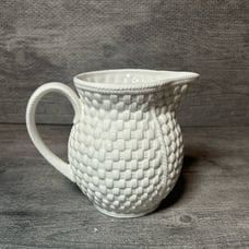 Vintage TIFFANY & CO White Basket Weave Porcelain Pitcher Sybil Connolly Ireland