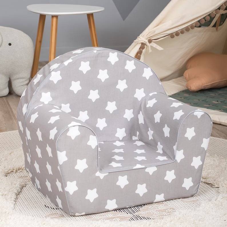 Toddler Chair Kids Armchair,Perfect Reading Chairs for Toddlers,Gray with Stars