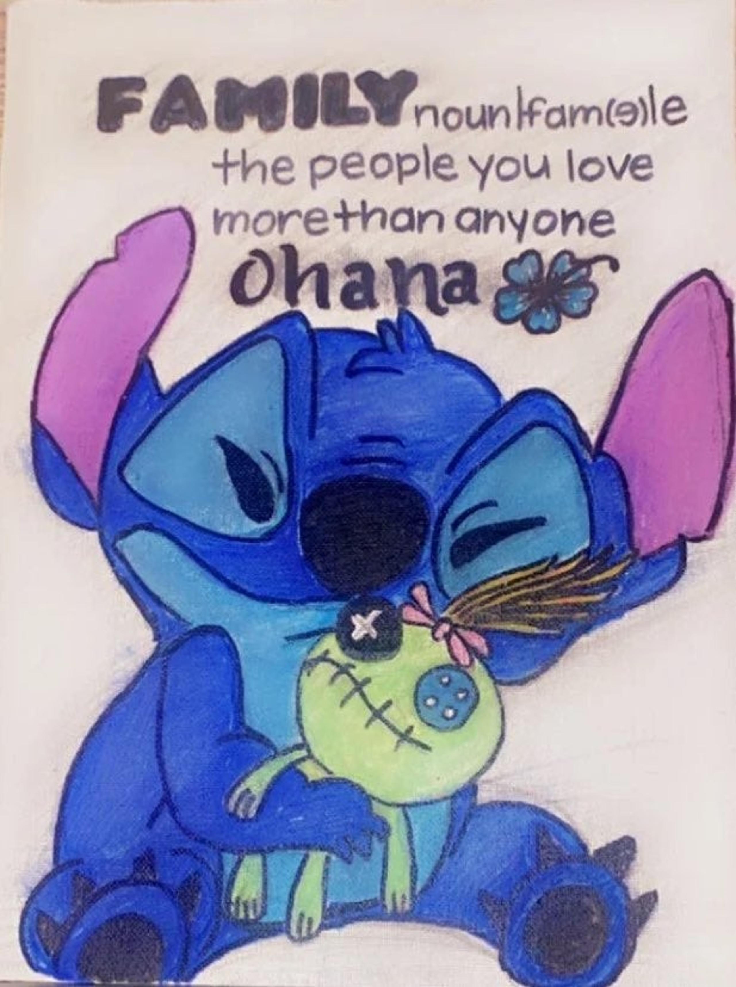 OHANA with Disney Stitch 8" x 10" canvas painting