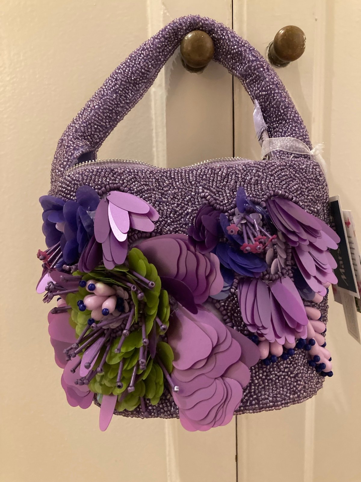 NWT Viral Made in India Purple Floral Beaded Bag