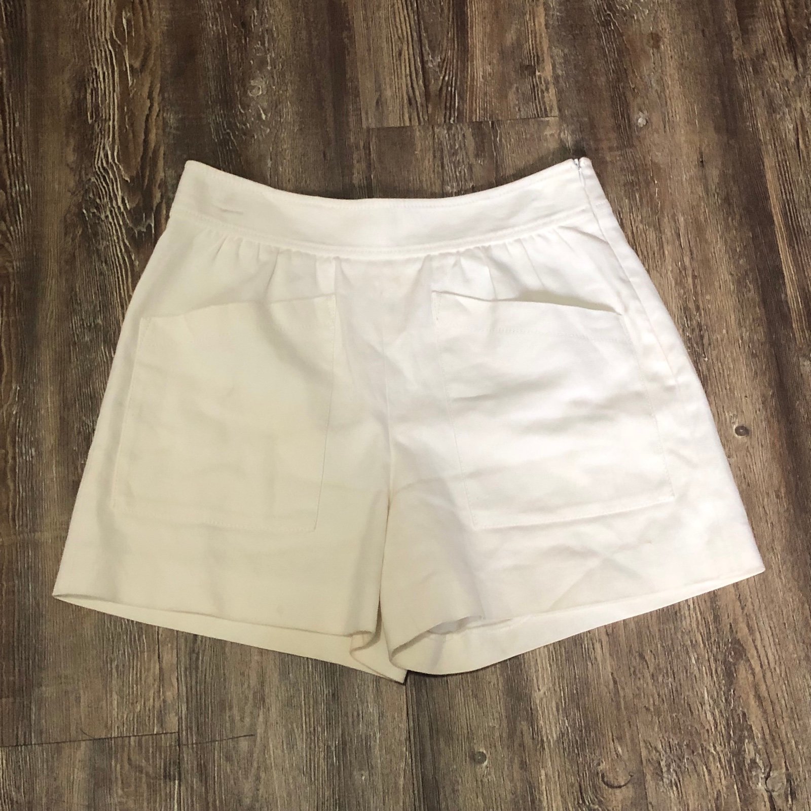 Missoni Shorts Women's 42 White Flax Blend High Rise Slash Front Pockets Spring