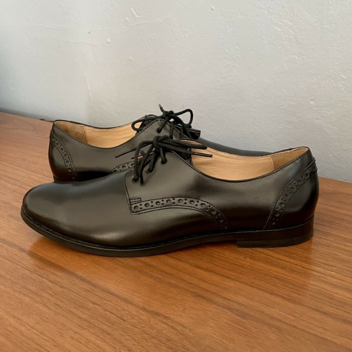 Cole Haan Womens Black Leather Brogue Oxfords Flats Shoes Lace-up 6B