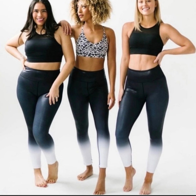 Zyia Active Black Metallic Ombre High Rise Light N Tight 7/8 Leggings Size 2
