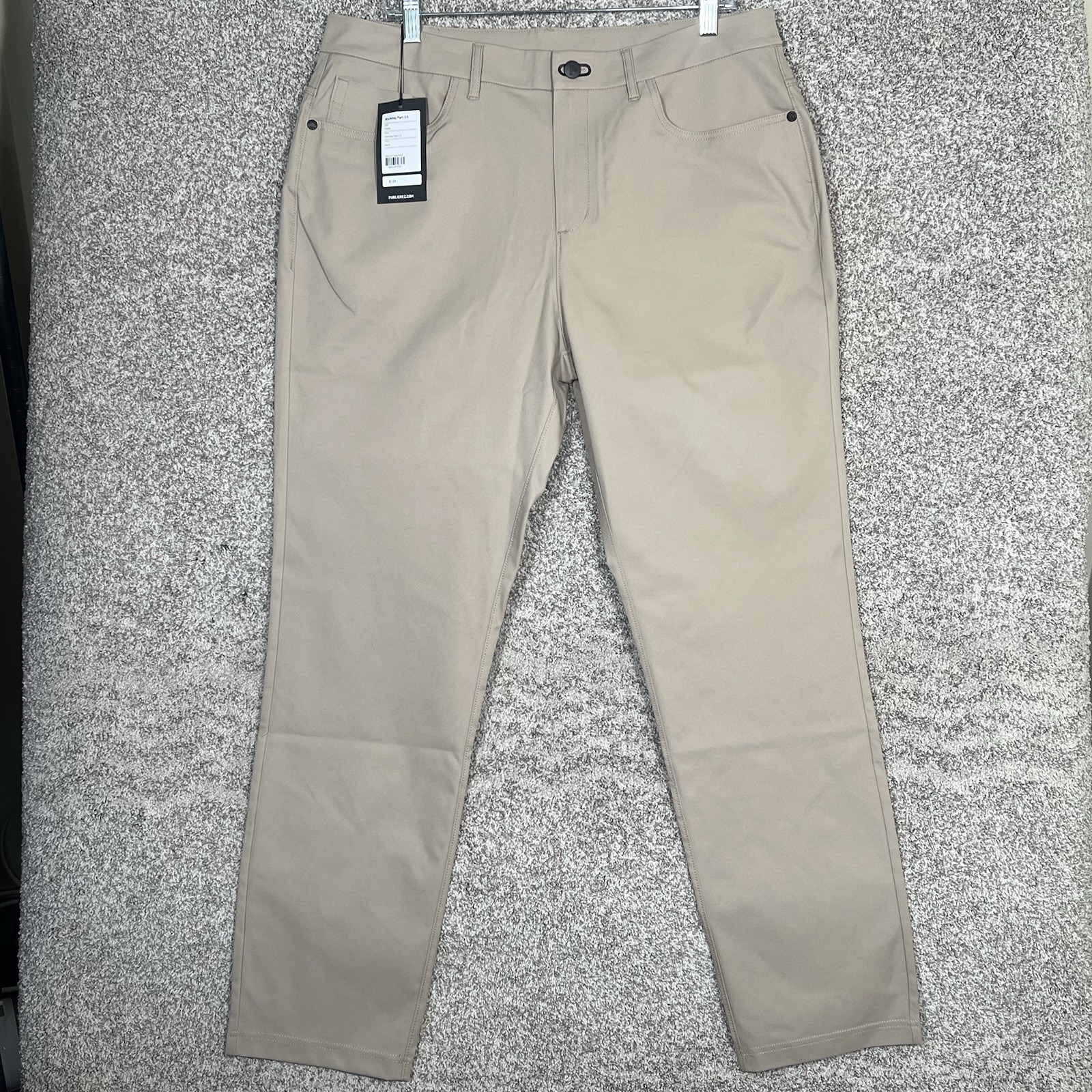 Public Rec Pants Mens 34x32 Sand Beige Workday 2.0 Performance Golf New With Tag