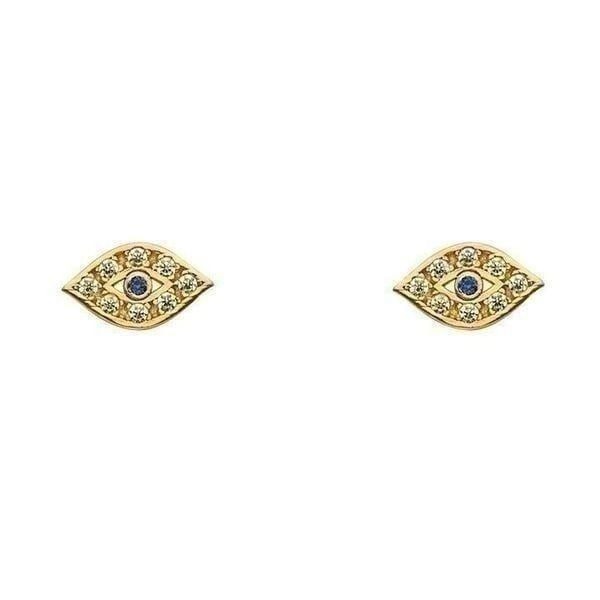 Evil Eye Stud earrings 14k real gold | Dainty Evil Eye Stud Earrings | Birthday