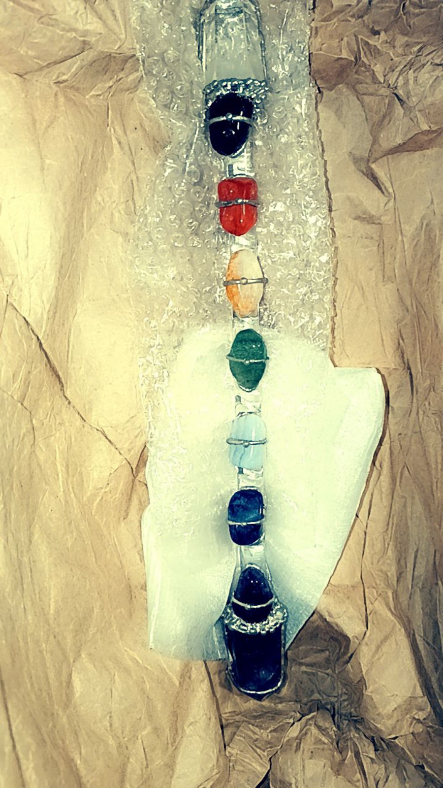 Quartz mix crystal chakra wand