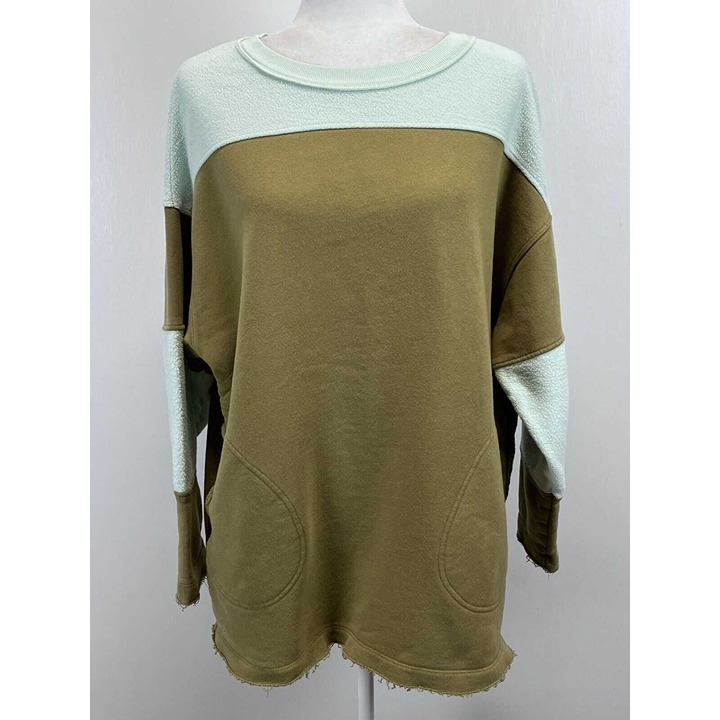 Free People Oversized Pullover Sweatshirt Sz M GUC Jordan Colorblock Pockets