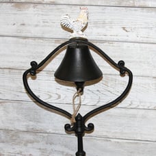 Large Heavy Black Vintage 18 Cast Iron Farmhouse Table Top Rooster Bell Decor