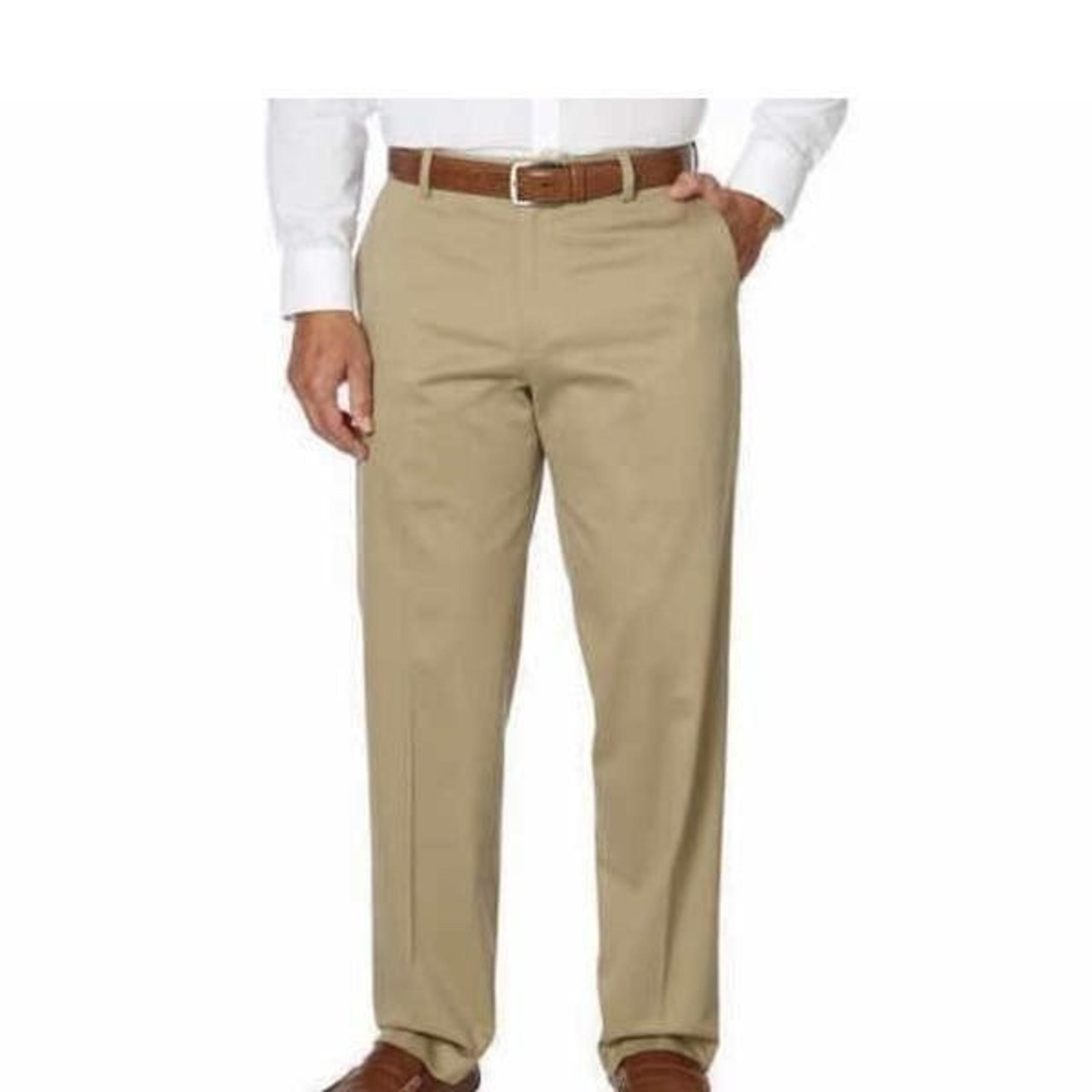 Kirkland Signature Mens Flat Front Cotton Slacks in Tan-NWT