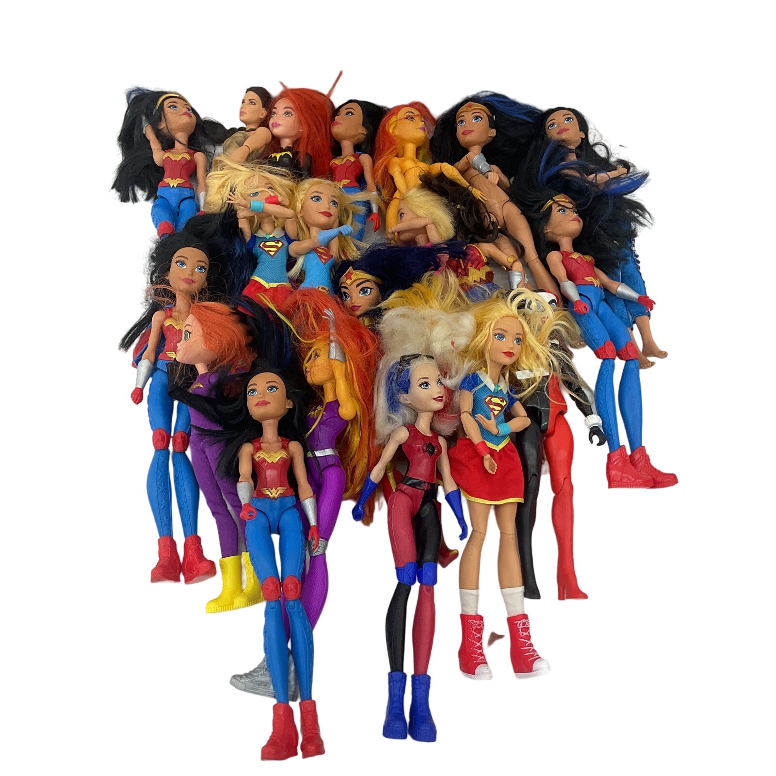 LOT DC Comics Super Hero Villain Play Dolls Wonder Woman Bat Girl Preowned 6 lbs