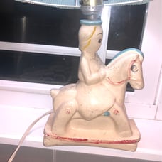 Vintage chalkware baby lamp
