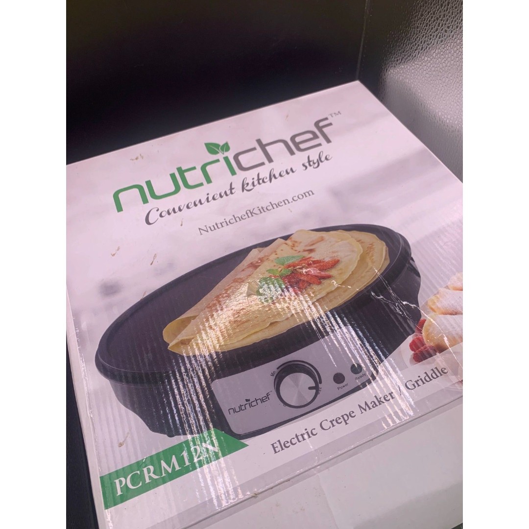 Nutrichef Electric Crepe Maker / Griddle - 1200w Non-stick Coating