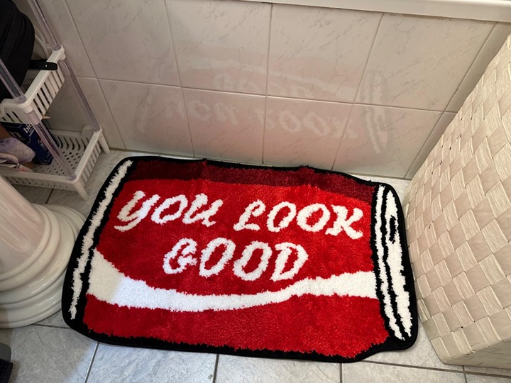 You Look Good Bath Mat Bathroom Rug 32x20 inch Kitchen Rug Runner Rug Red White
