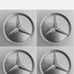Set of 4 75mm Wheel Center Caps Hubcaps Emblem Matte Silver for Mercedes Benz