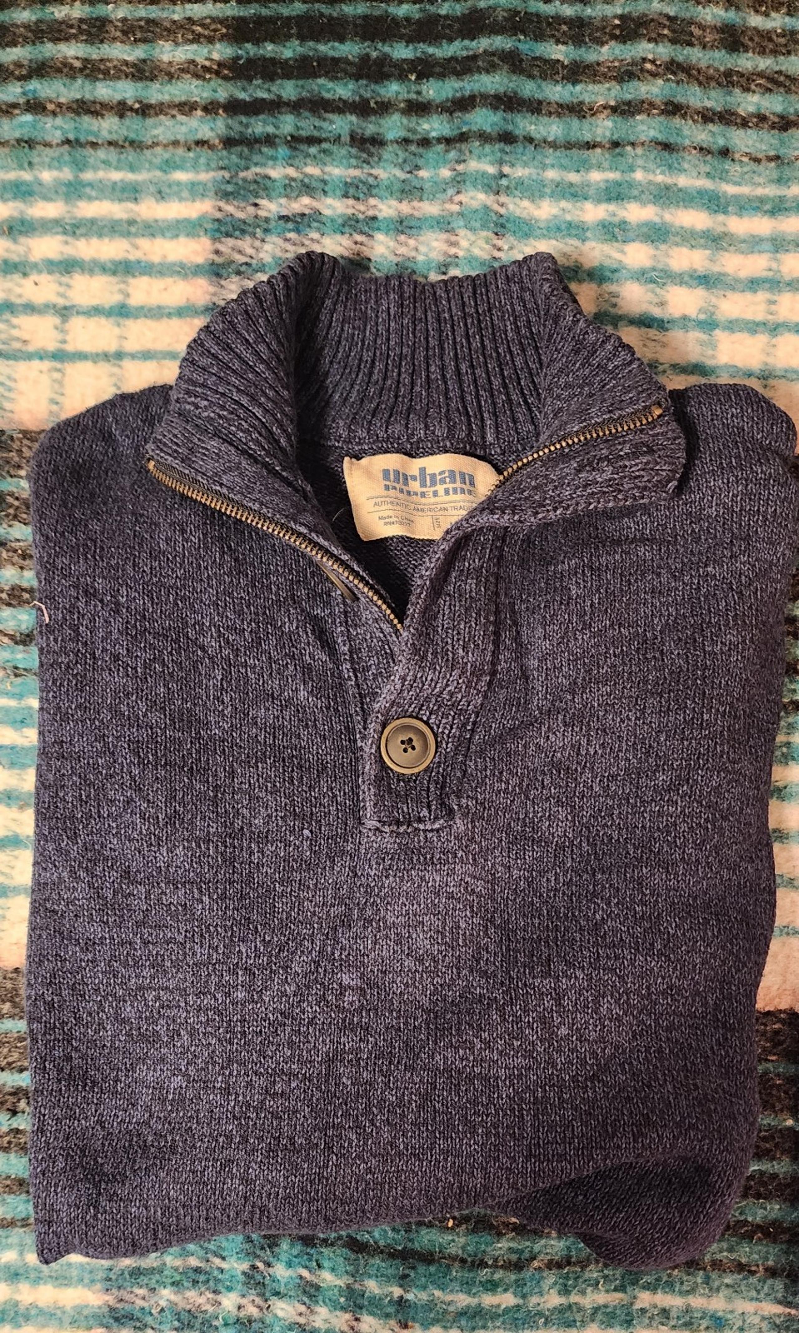 Vintage Urban Pipeline 1/4 Zip Sweater Dark Blue Tight Knit Mens Size Medium...