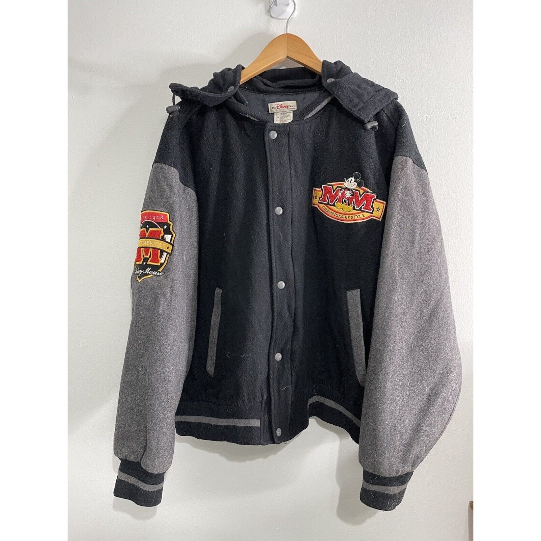 Disney Mickey Mouse Varsity Jacket Bomber Letterman Coat Disneyland XL Vintage
