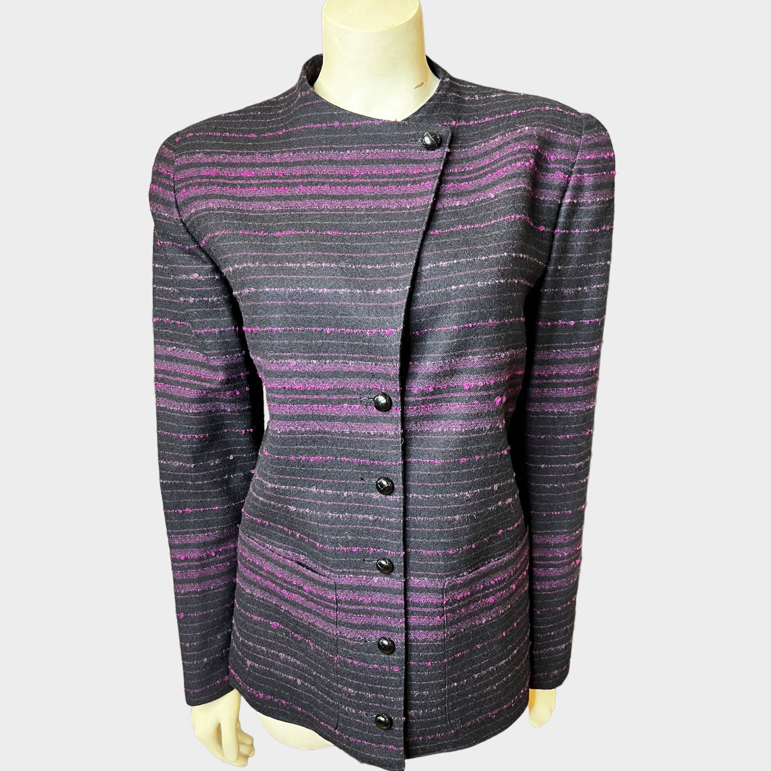 Christian Dior Black Fuchsia Blazer Jacket with Shoulder Pads