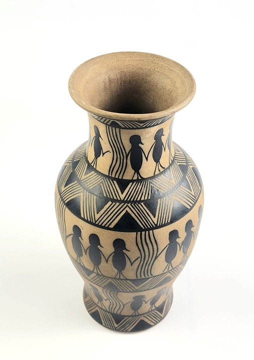 Vintage - Primitive Style Vase - 10 1/4 Tall - Beautiful - Clay