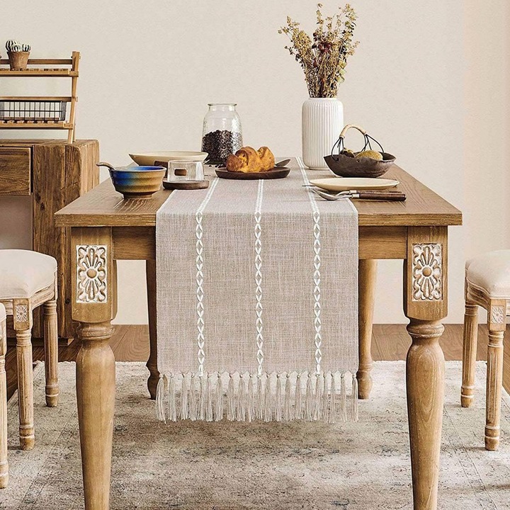 Farmhouse Table Runner, Rustic Table Runners 72 Inches Long