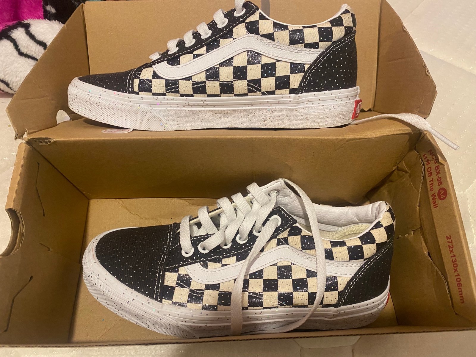 Girls glitter checker vans