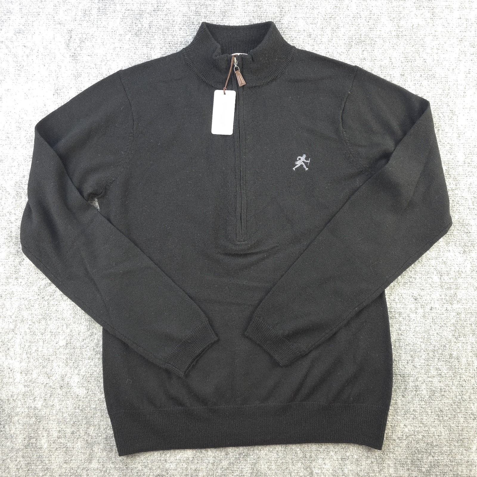 Peter Millar Sweater Womens Small New Black Solid 100% Merino Wool Half Zip