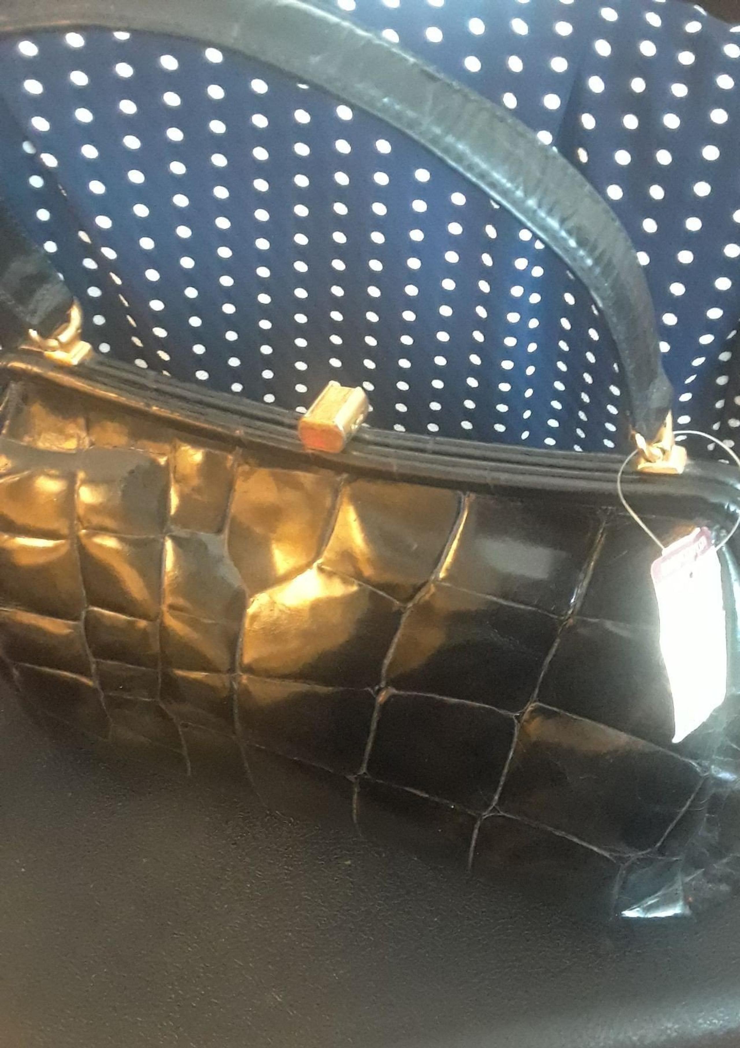 Vintage Furla Embossed Croc Handbag.