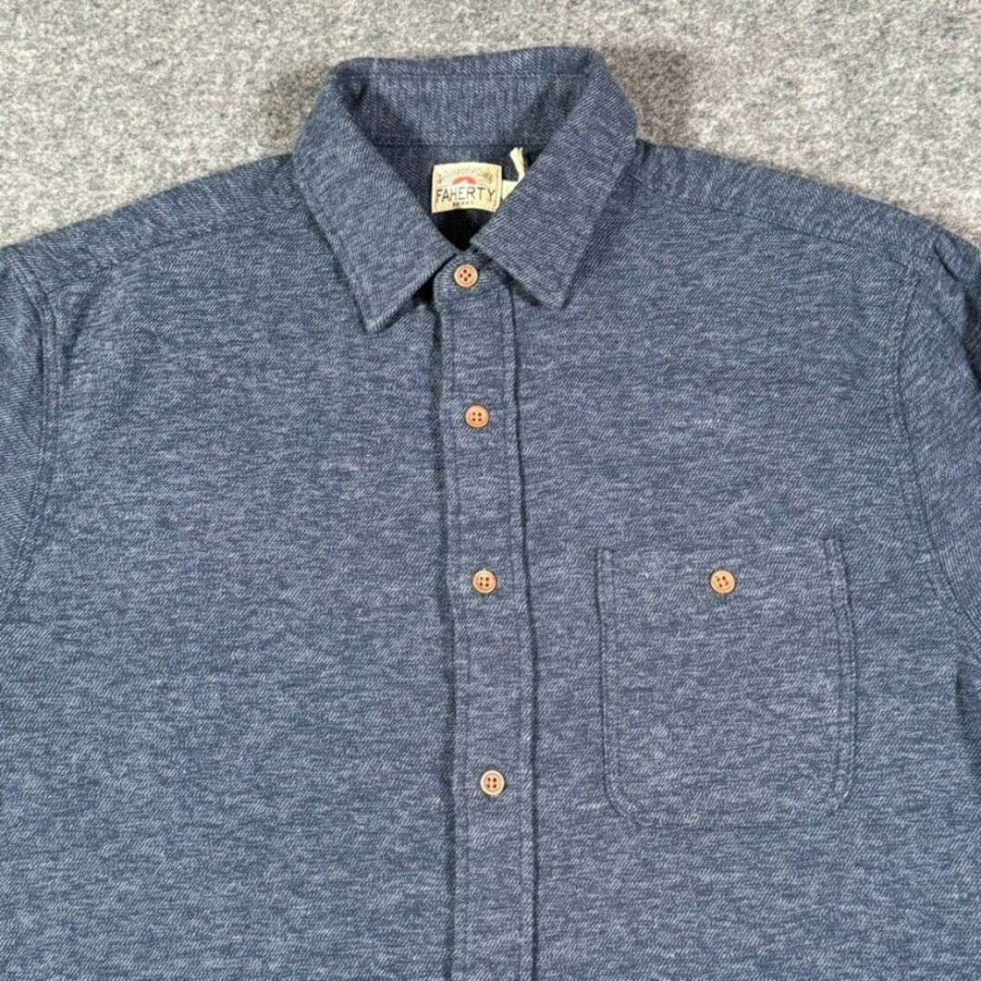 Faherty Mens Super Brushed Flannel Shirt LS Navy Blue Sz Large Comfy Lounge NWT