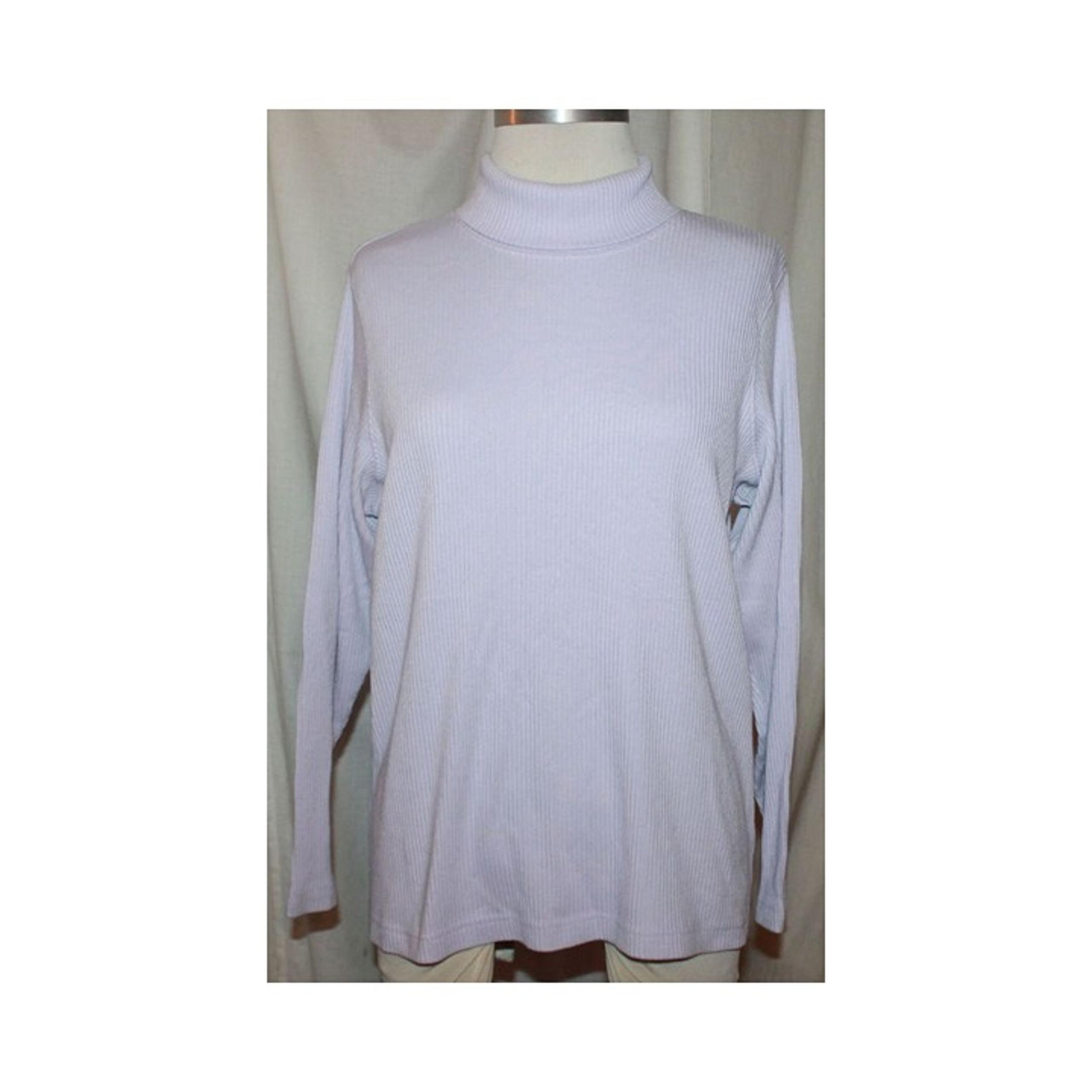 Women's Fashion Bug Lavender Stretch Ribbed Knit Turtleneck Top Plus Size 18/20W
