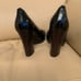 Tory Burch Black Patent Leather Block 4 Inch Heel Front Chain Pump Shoes. Sz 6.5