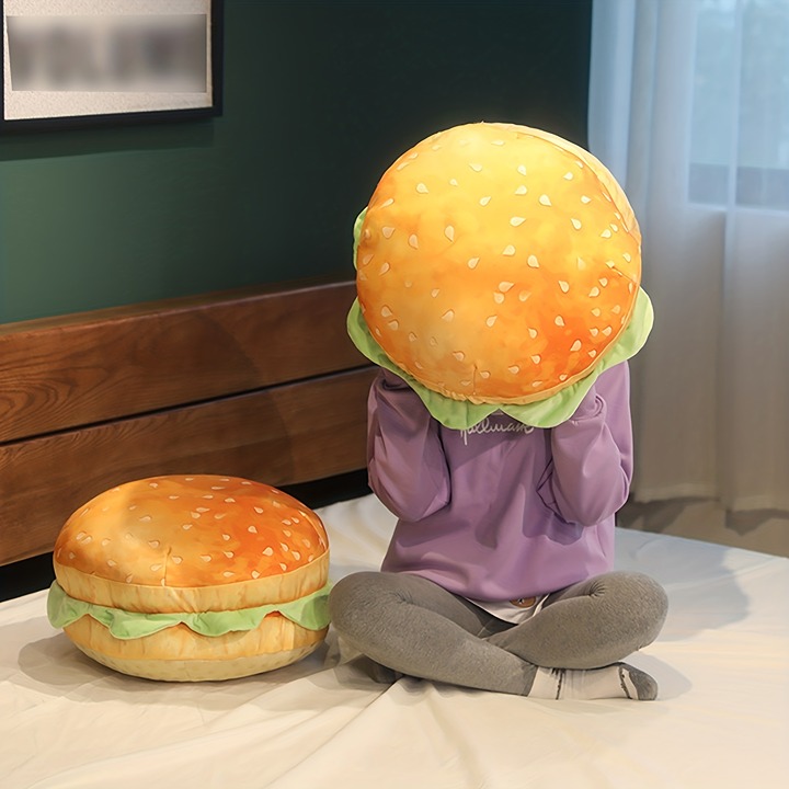 1pc Realistic Burger Pillow Cushion-Fun Prank Gift,Cheeseburger Pillow-G