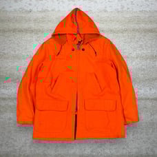 True Vintage Ted Williams Hunting Jacket Orange Cotton Insulated Full Zip 70s