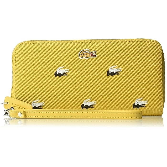 NEW! Lacoste Large Wristlet Zip Wallet Yellow