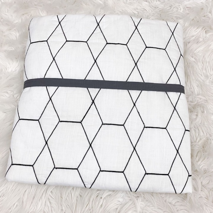 West Elm x Pottery Barn Kids Honeycomb Toddler Quilt Black White Organic Cotton